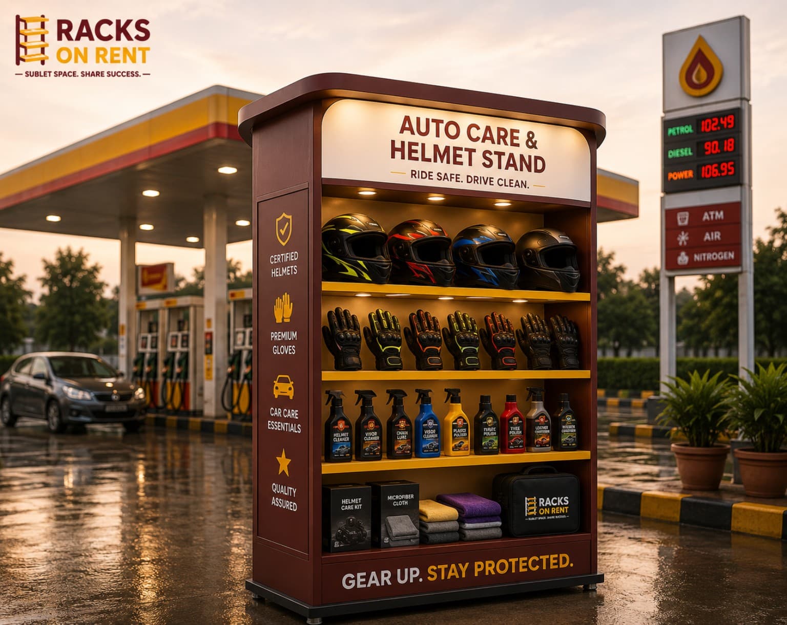 Auto Care & Helmet Stand