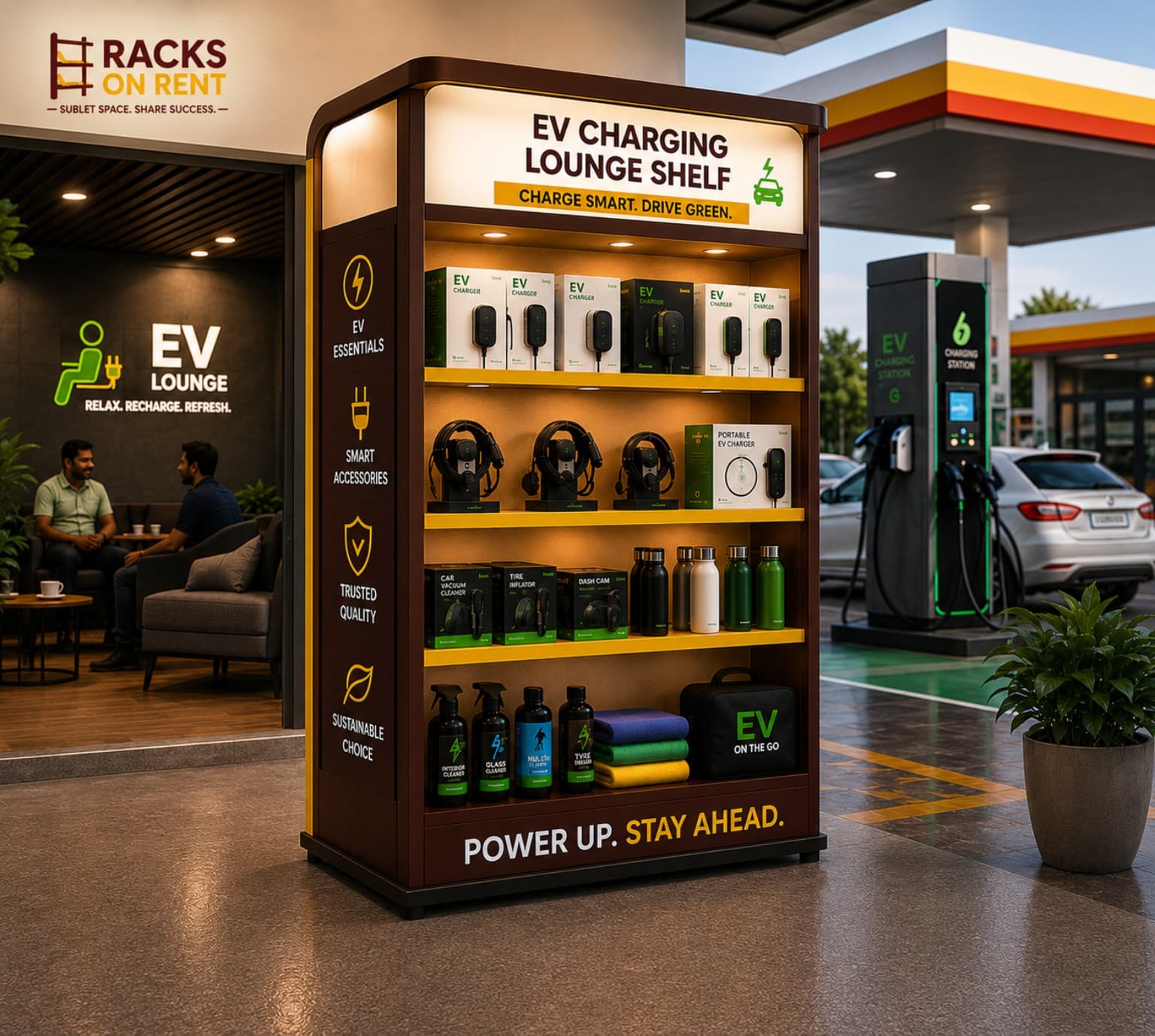 EV Charging Lounge Shelf